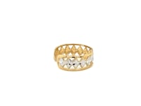 Load and play video in Gallery viewer, 14k Two-Tone Gold Cuff Type Cut-Out Toe Ring with Diamond Design
